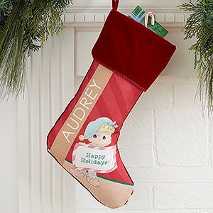 Precious Moments Christmas Elf Personalized Burgundy Stocking