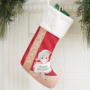 Precious Moments Christmas Elf Personalized Ivory Stocking