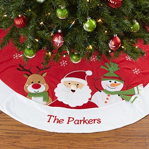 Embroidered Christmas Tree Skirt - Santa Claus Lane