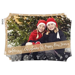 Golden Holidays Personalized Photo Cards - Horizontal