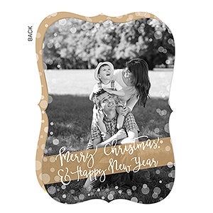 Golden Holidays Personalized Photo Cards - Vertical