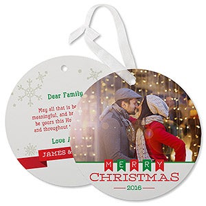 Holiday Banner Personalized Hanging Photo Ornament Cards