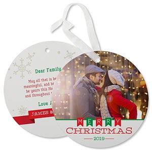 Holiday Banner Photo Ornament Christmas Card - Set of 15