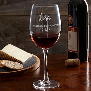 Engraved Red Wine Glass - Bridal Party