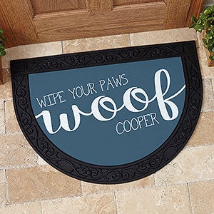 Woof & Meow Personalized Half Round Doormat