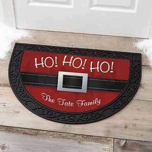 HO! HO! HO! Santa Belt Personalized Half Round Doormat