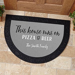 This House Runs On Personalized Half Round Doormat