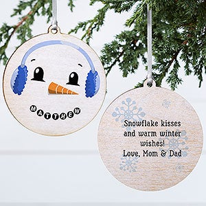 Snowman Personalized Ornament - 2 Sided Wood