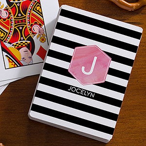 Personalized Womens Playing Cards - Modern Stripe