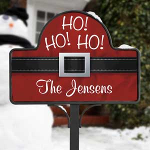 Ho! Ho! Ho! Santa Belt Personalized Yard Stake with Magnet