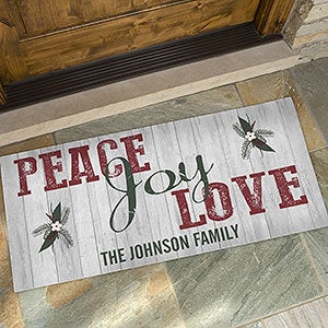 Peace, Joy, Love Personalized Oversized Doormat- 24x48