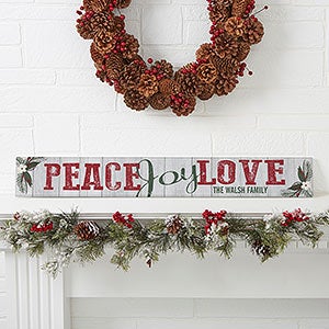 Peace, Joy, Love Personalized Wooden Sign