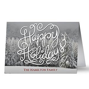 Personalized White Christmas Holiday Card - Set of 15