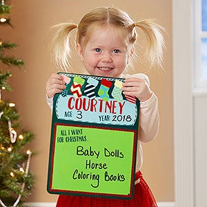 Personalized Christmas Wish List - Photo Prop Dry Erase Sign