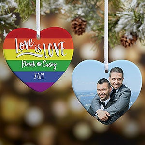 Rainbow Christmas Photo Ornament - Love Is Love