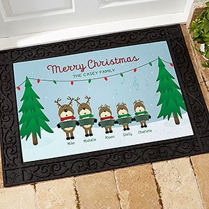 Reindeer Family Character Personalized Doormat- 18x27