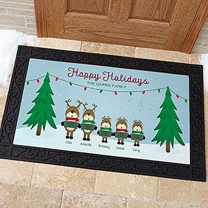 Reindeer Family Character Personalized Doormat- 20x35