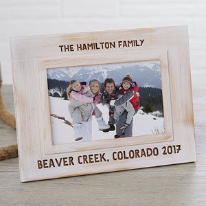 Family Memories Engraved White Washed Picture Frame