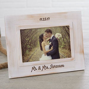 Wedding Memories Engraved White Washed Picture Frame