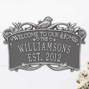 Songbird Welcome Personalized Aluminum Wedding Plaque