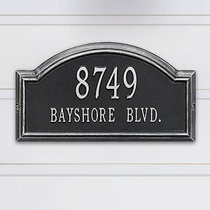 Arch Personalized Aluminum Address Plaque - Black & Silver