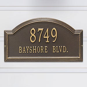 Arch Personalized Aluminum Address Plaque - Bronze & Gold