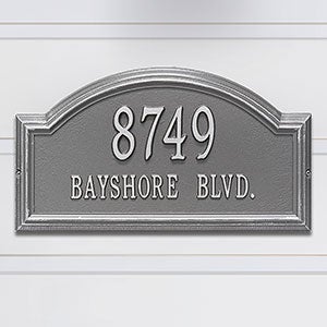 Arch Personalized Aluminum Address Plaque - Pewter & Silver