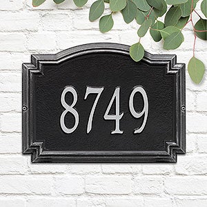 Williamsburg Personalized Address Number Plaque - Black & Silver