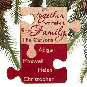 Pieces Of Love Personalized Family Red Wood Ornament