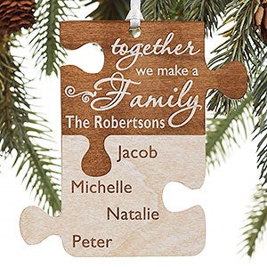 Pieces Of Love Personalized Family Whitewash Wood Ornament