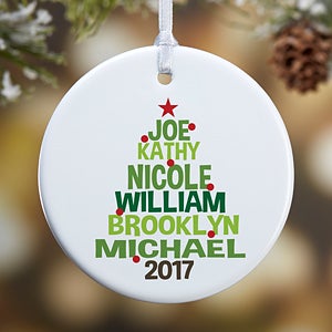 1-Sided Christmas Family Tree Personalized Ornament