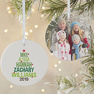 Christmas Tree Photo Ornament With Family Names