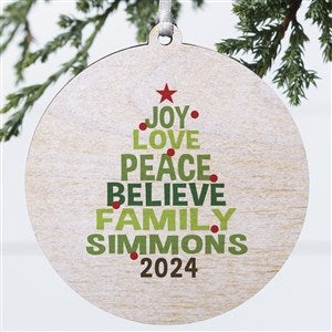 Christmas Tree Wood Ornament With Family Names