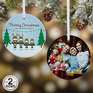 2-Sided Reindeer Family Personalized Ornament