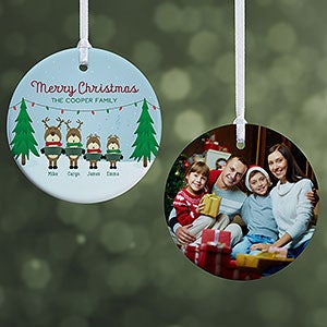 Personalized Reindeer Family Christmas Photo Ornament