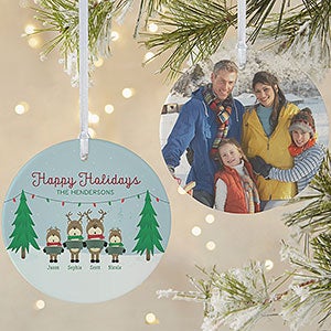 Reindeer Family Personalized Photo Ornament