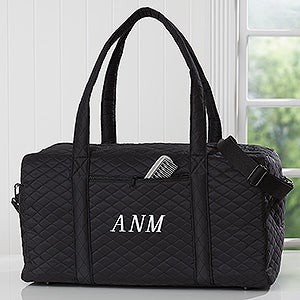 Embroidered Quilted Duffel Bag- Monogram