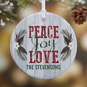 1-Sided Peace, Joy, Love Personalized Ornament