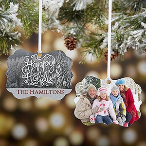 Personalized Metal Photo Ornament - White Christmas