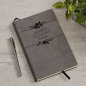 Personalized Journal - Charcoal Floral Accents