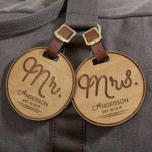 Personalized Luggage Tags - Wooden Circle of Love