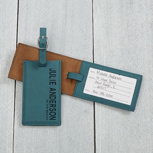 Personalized Bag Tags in Teal - Add Name And Quote