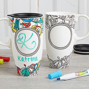 Just Add Color and Personalize It! Coloring Travel Latte Mug