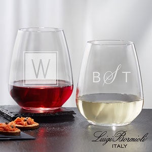 Luigi Bormioli® Personalized 21oz. Stemless Wine Glass- Monogram