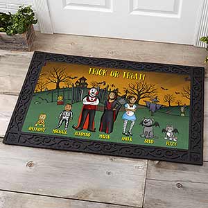 Halloween Family Characters 20x35 Personalized Doormat