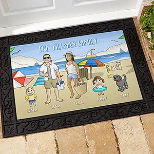 Summer Fun Family Characters Personalized Doormat- 18x27