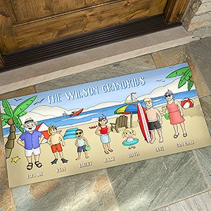 Summer Fun Family Characters Personalized Oversized Doormat- 24x48