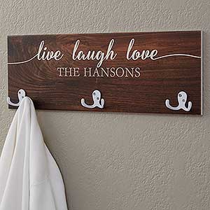 Personalized Coat Rack - Live Laugh Love