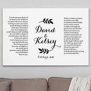 Custom Wedding Vows Canvas Print - 28x42