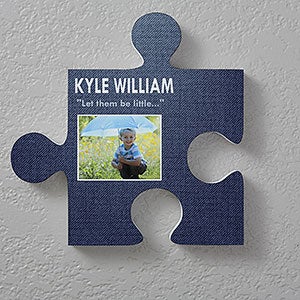 Name & Photo Personalized Puzzle Piece Wall Décor- Textured Design